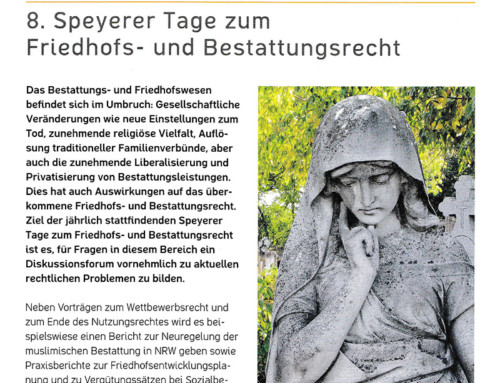 15.09. – 16.09.2016: 8. Speyerer Tage zum Friedhofs- und Bestattungsrecht